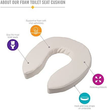 DMI Raised Toilet Seat Toilet, Toilet Seat Riser, FSA HSA Eligible Seat Cushion and Toilet Seat Cover to Add Extra Padding to the Toilet Seat while Relieving Pressure, 2 Inch Pad, White